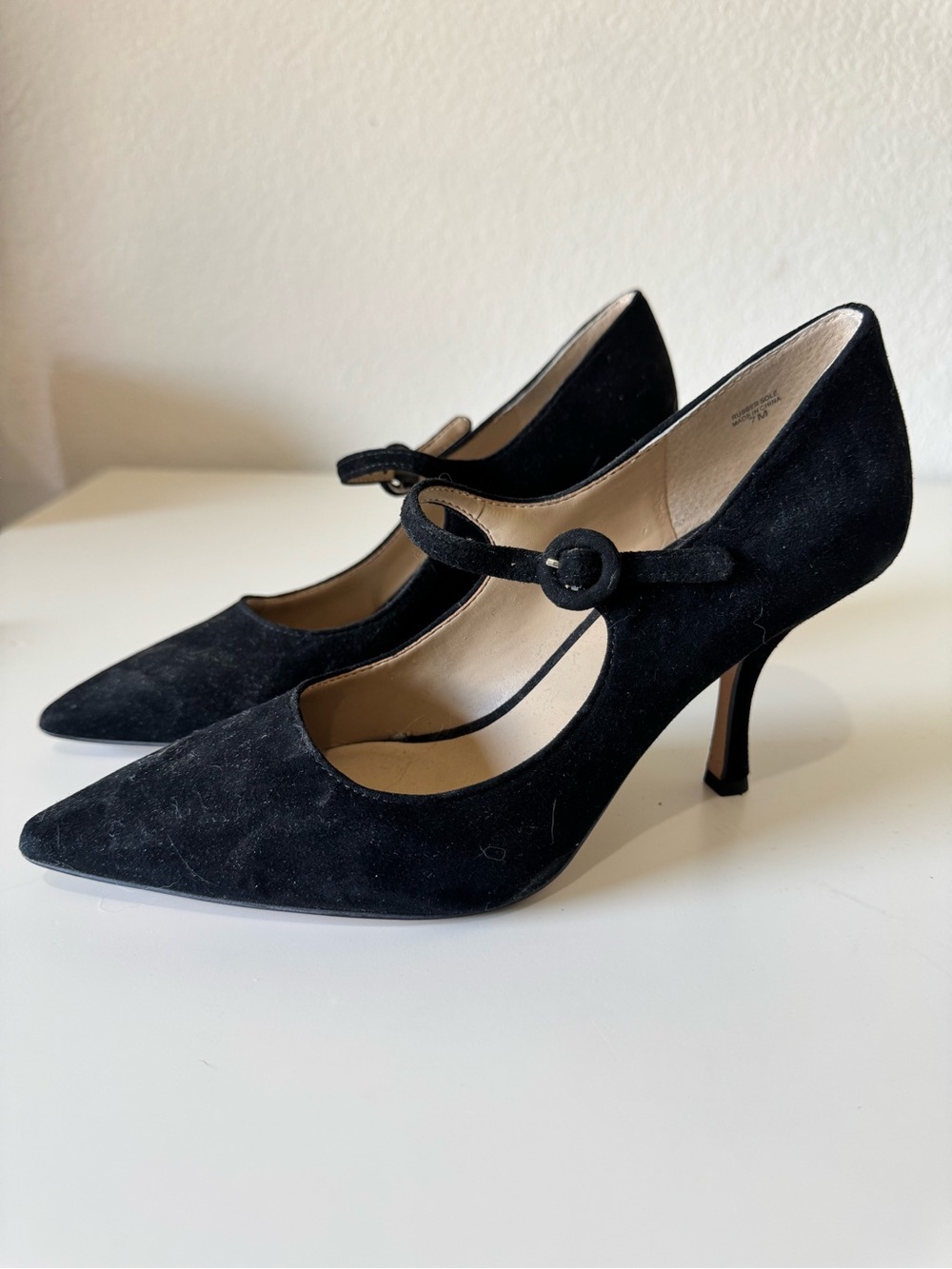 Ann Taylor Classic Black Suede Mary Jane High Heel Pumps Size 7 - Picture 5 of 6